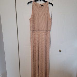 ADRIANNA PAPELL | Pink Beaded Halter Gown